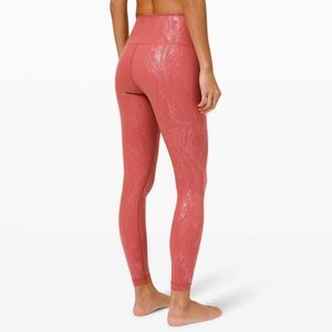 Lululemon Wunder Under HR Tight 28" *Shine Acclimatize Soft Cranberry Pink Foil